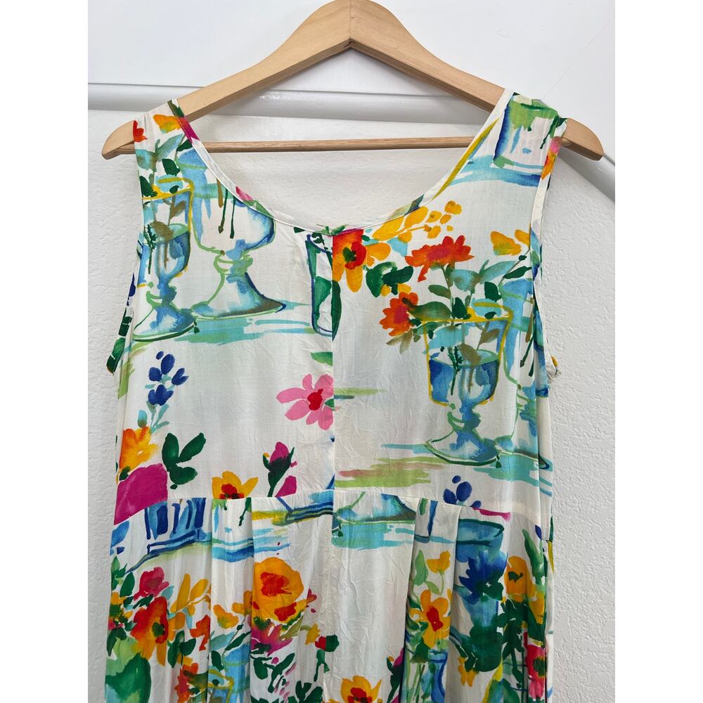 Jams World Womens Small Floral Midi Dress Beach Boho Vacation Resort Watercolor - Picture 8 of 16